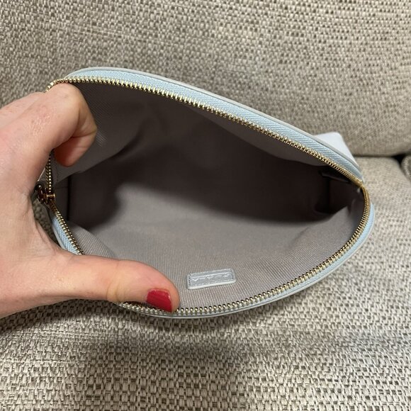 Furla Baby Blue Leather Curved Cosmetics Travel Case - Picture 8 of 9